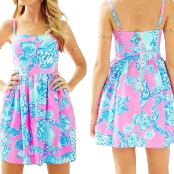 Lilly Pulitzer Ardleigh Pink Pout Barefoot Princess Dress Seashell Pattern - Picture 2 of 14